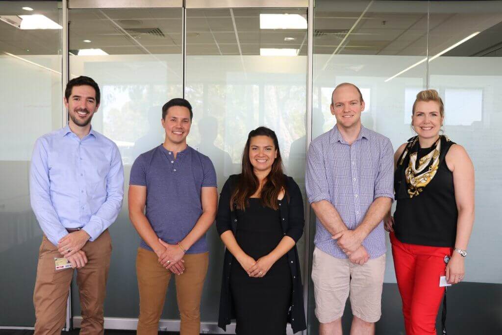 EMEnergy representatives with TRaCE staff and University of Newcastle researcher Dr Peter Richardson ready to commence a pilot R&D voucher project.